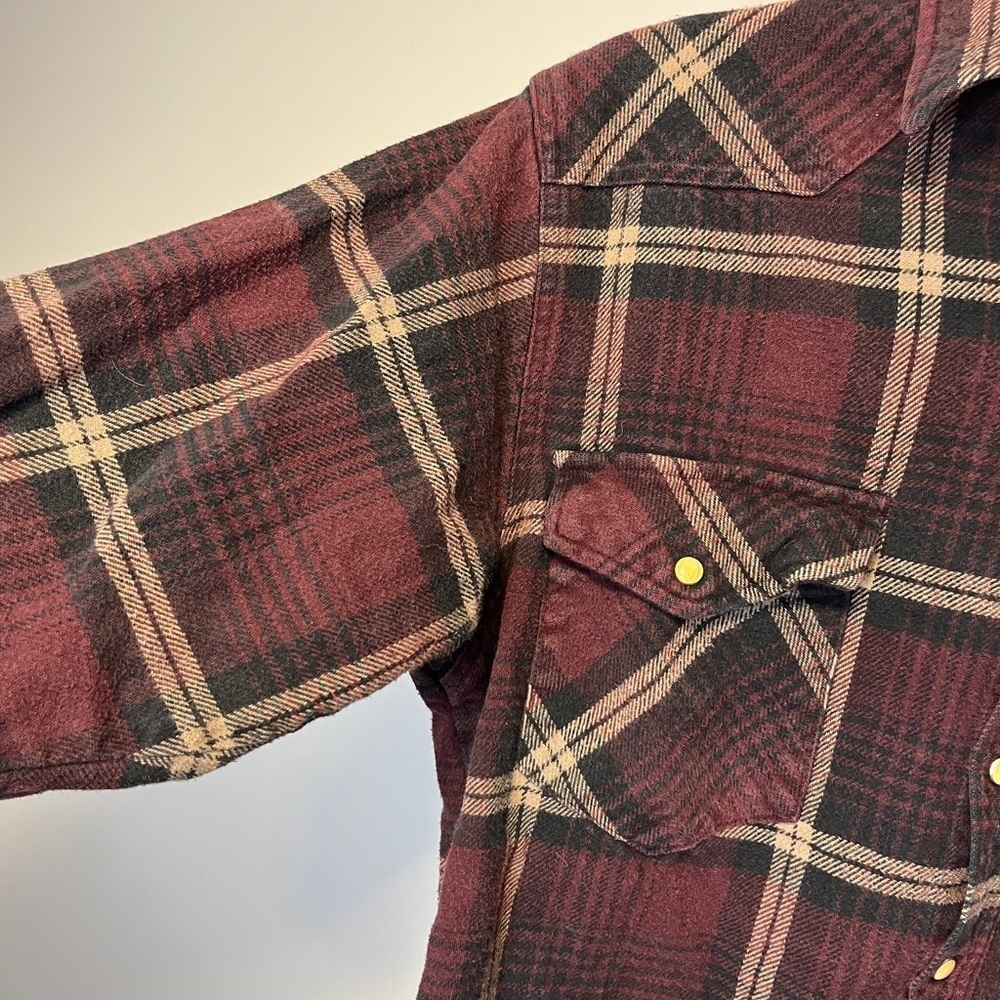Moose Creek Plaid Flannel Pearl Snap Shirt, sz M - Picture 8 of 9